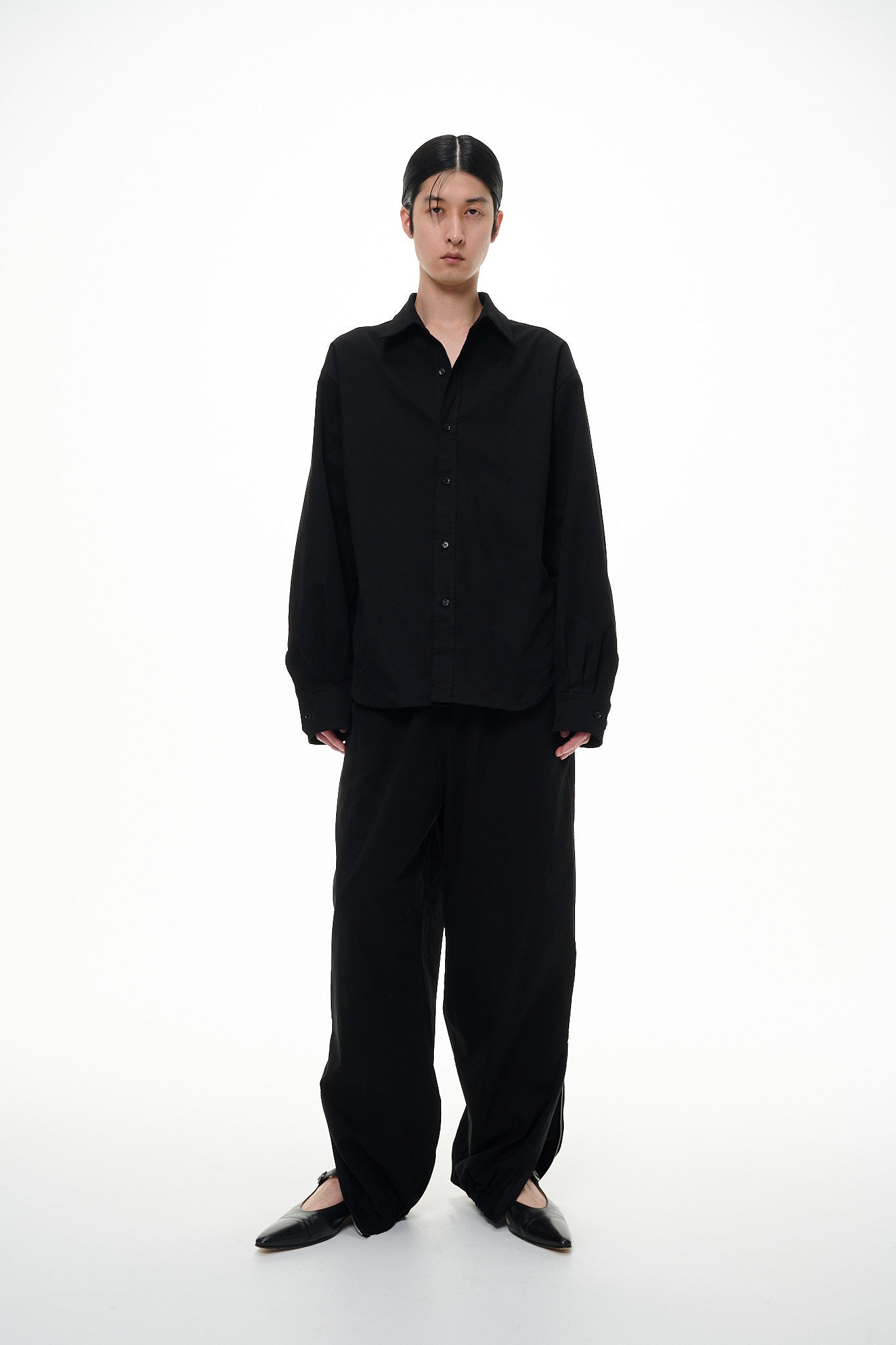 cotton zip-up pants