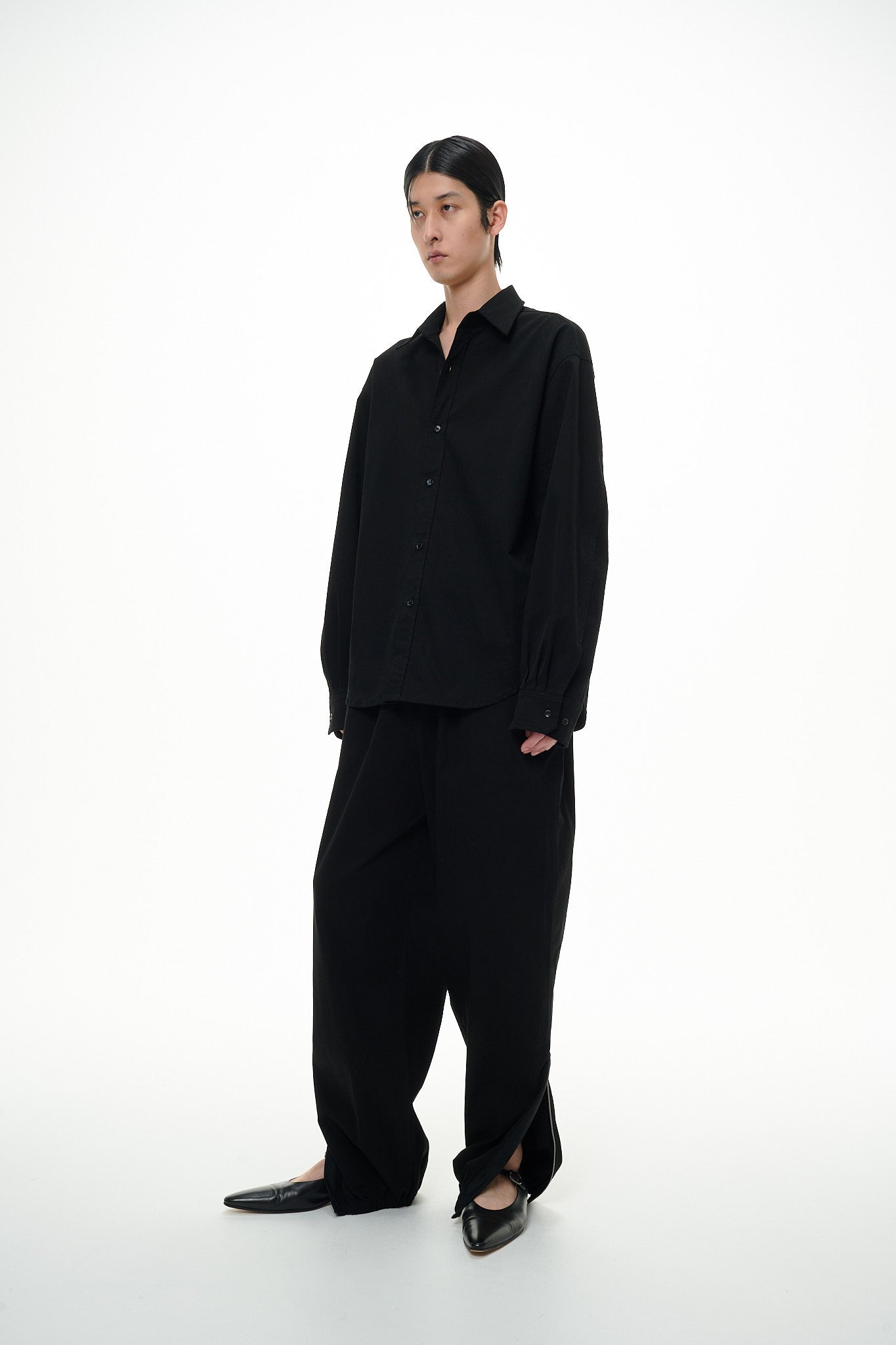 cotton zip-up pants