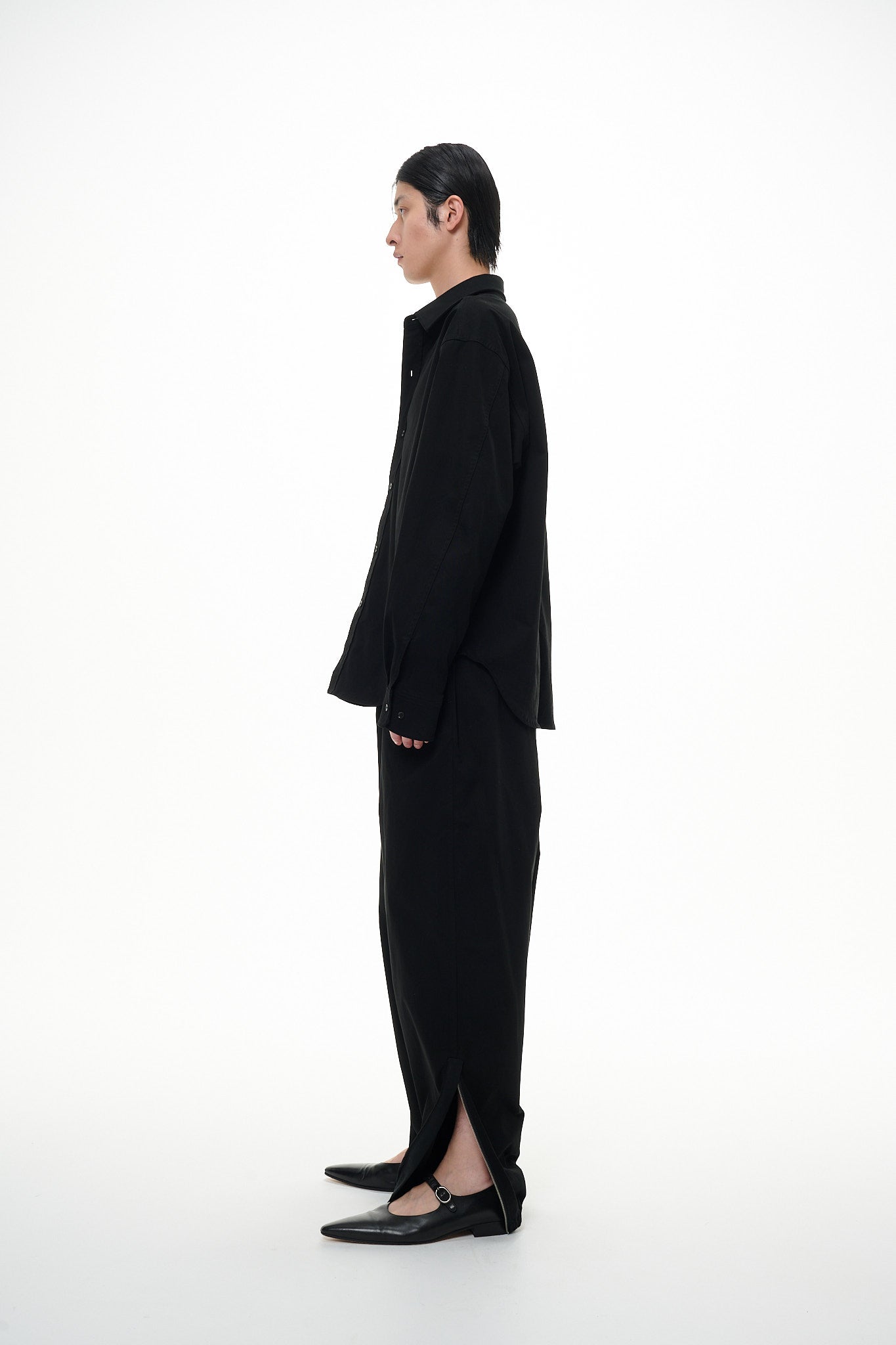 cotton zip-up pants